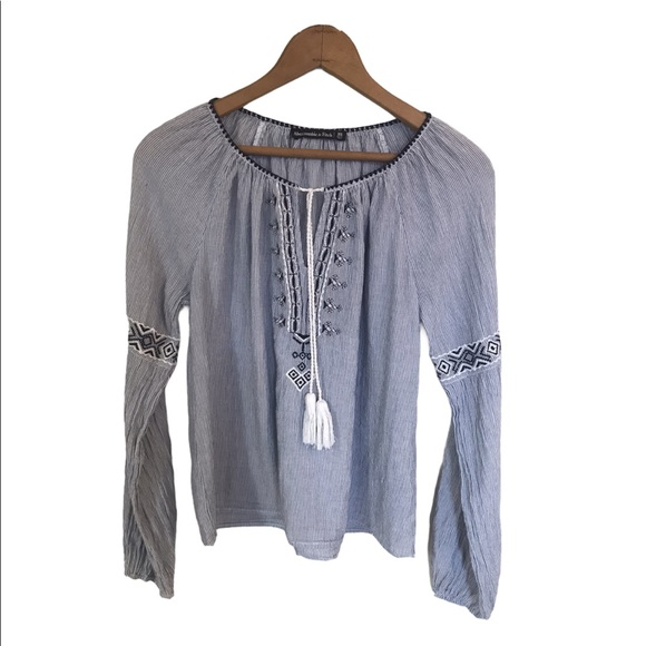 Abercrombie & Fitch Tops - Abercrombie & Fitch Blue/White Striped Top XS